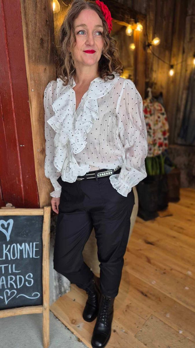FRIDA Bluse White m Black Dot