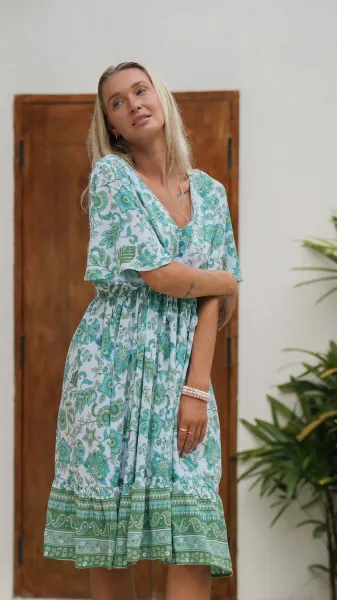 Hovedbilde GEORGINE Kort Kjole Grønn