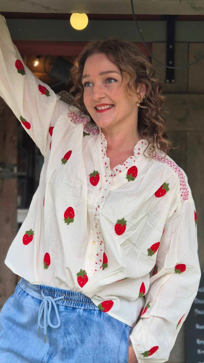  BOHEME Bluse Jordbær Broderi