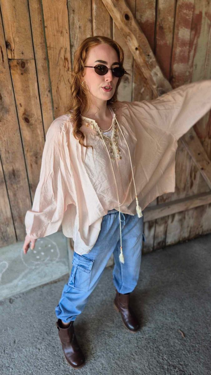  BOHO Bluse Rosa