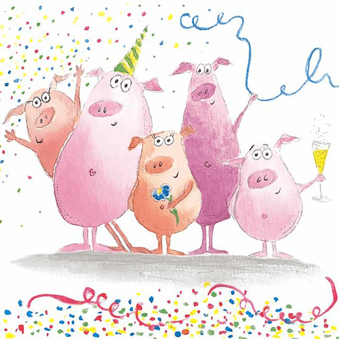 Hovedbilde SERVIETT Lunsj Festive Pigs
