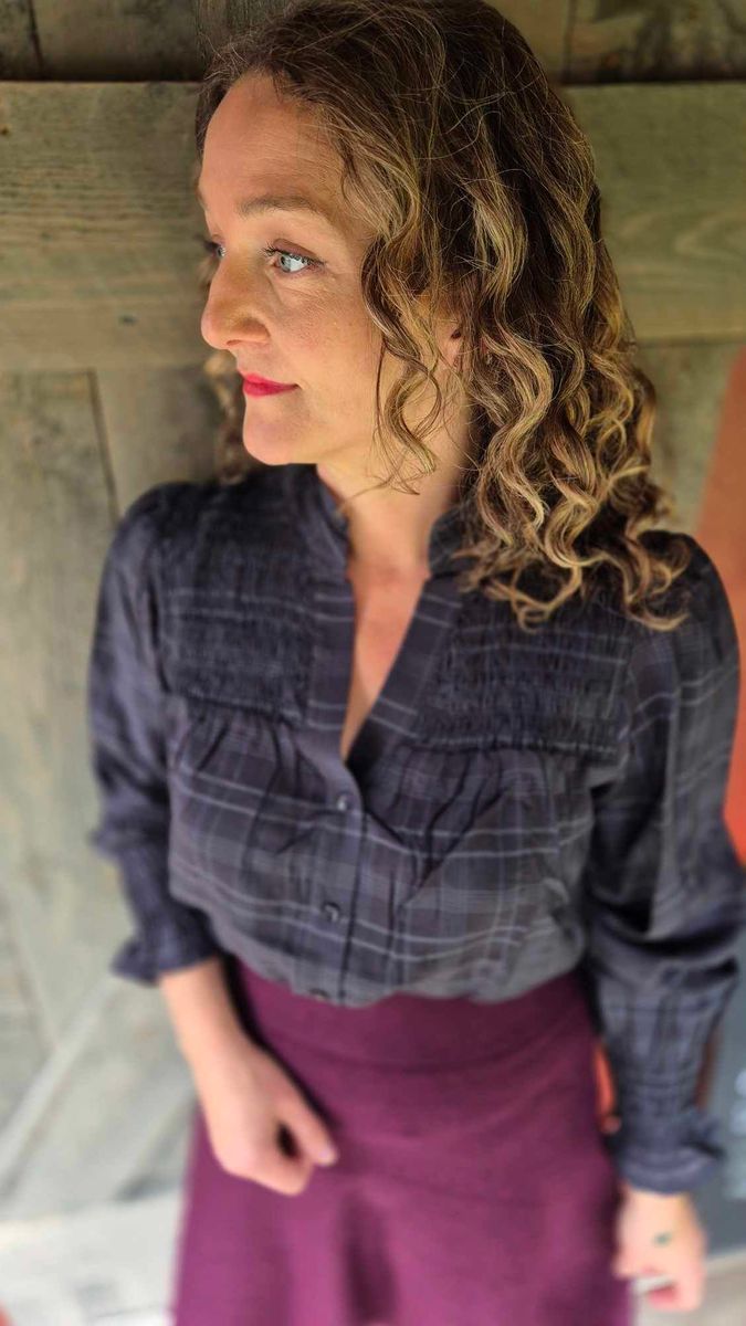 IBEN Grey Check Bluse