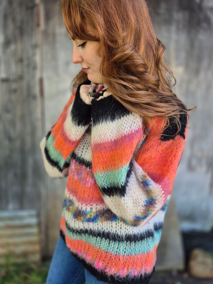 ADRIA Strikket Genser Orange Mix
