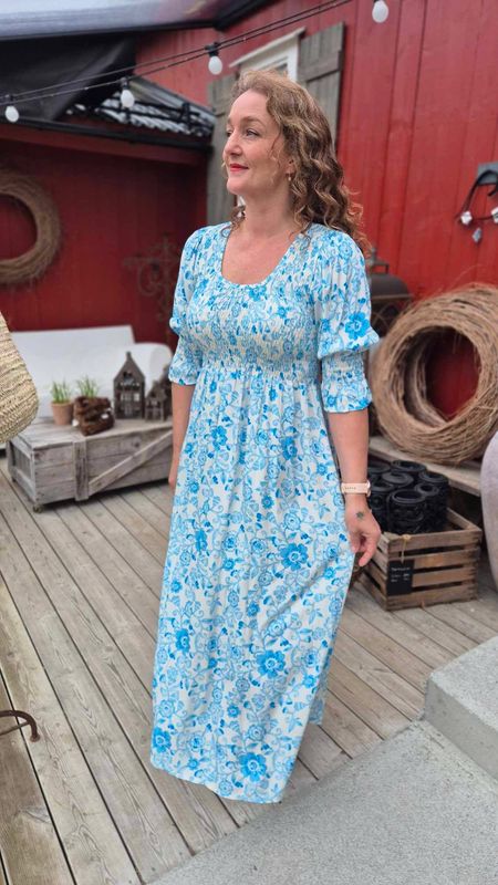 MARIT Smock Lang Kjole Turkis