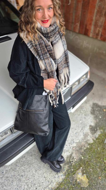 SKJERF 123 Fluffy Skjerf m Ruter Svart