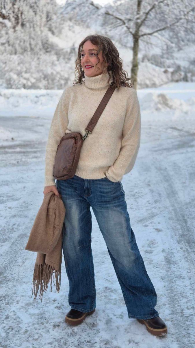 PRICILLA Rollneck Genser Whitecap