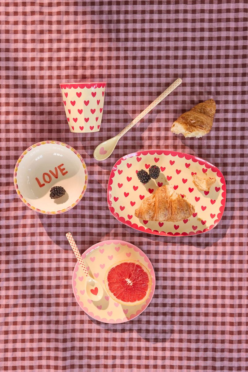FAT Rektangel With Favorite  Hearts Print - Red Kiss - Small