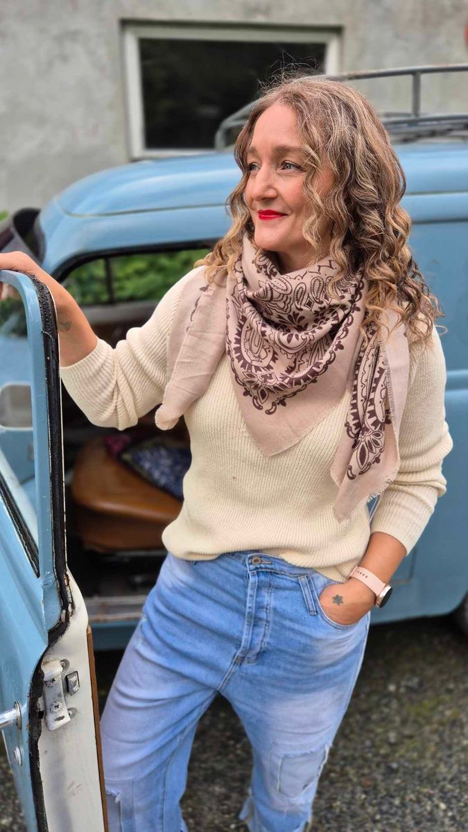 TESSA Strikket Bestefarstrøye Creme