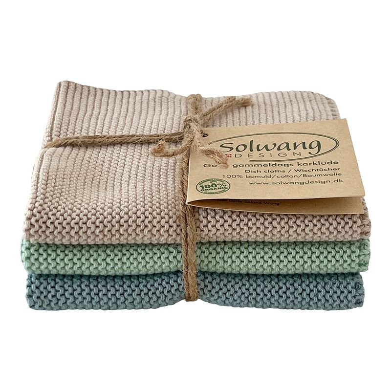KJØKKENKLUTER Strikkede 3-pk Sea Breeze Kombo