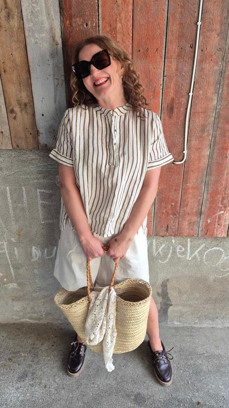 MELINA Linbluse Stripe Camel
