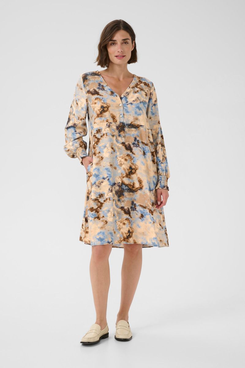 HIZZY Kjole Brown/Blue Splash